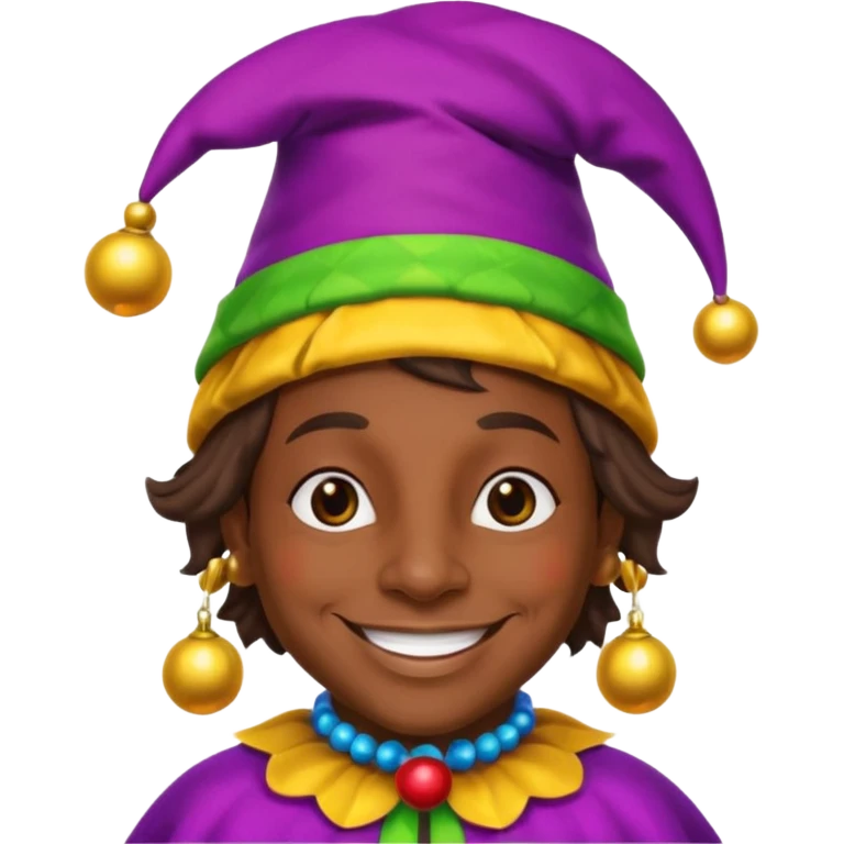 Dark brown skin jester  emoji
