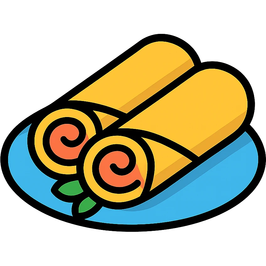 chicken rolls, appetizing, simple, icon style, no text emoji