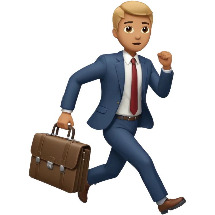 A man in a suit running with a briefcase emoji