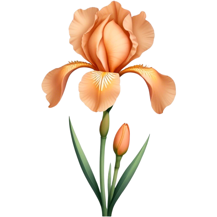 single Peach Iris, straight stem emoji