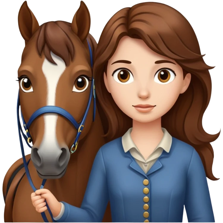 girl with brown hair leading a horse emoji