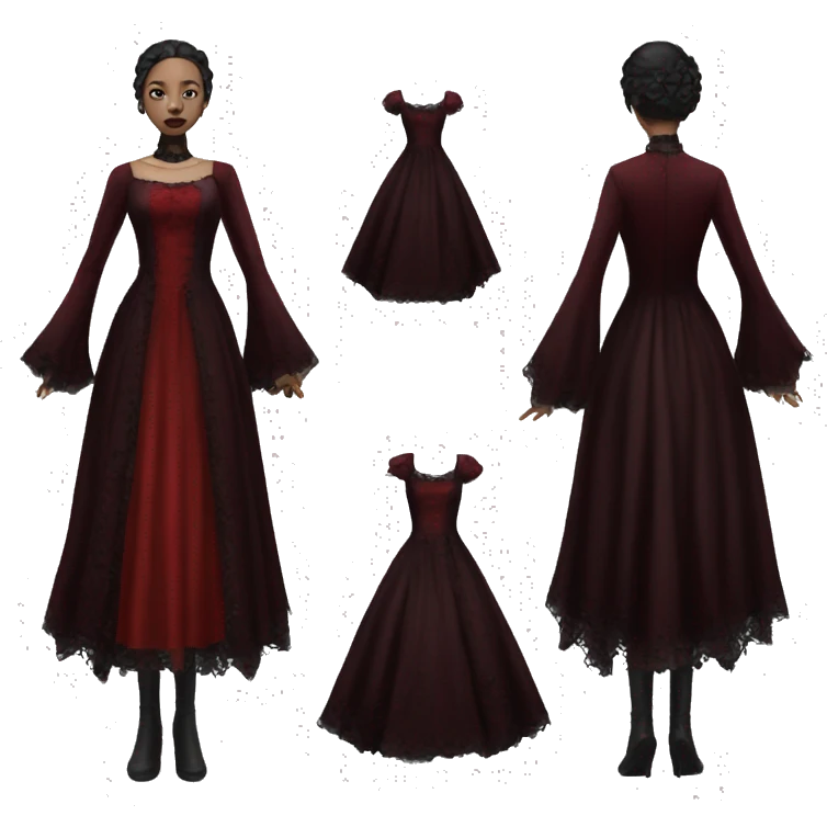 Isolated deep red gothic dress emoji
