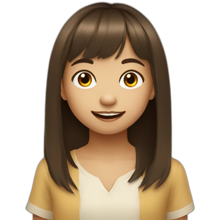 Filipino child girl young with short brown hair fringe slim lost on front tooth emoji