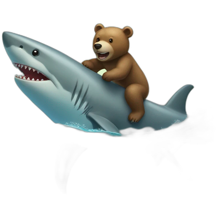 bear riding a shark emoji