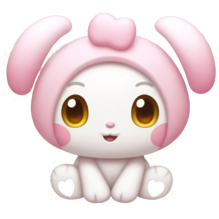 my melody from sanrio with light pink hearts for eyes emoji