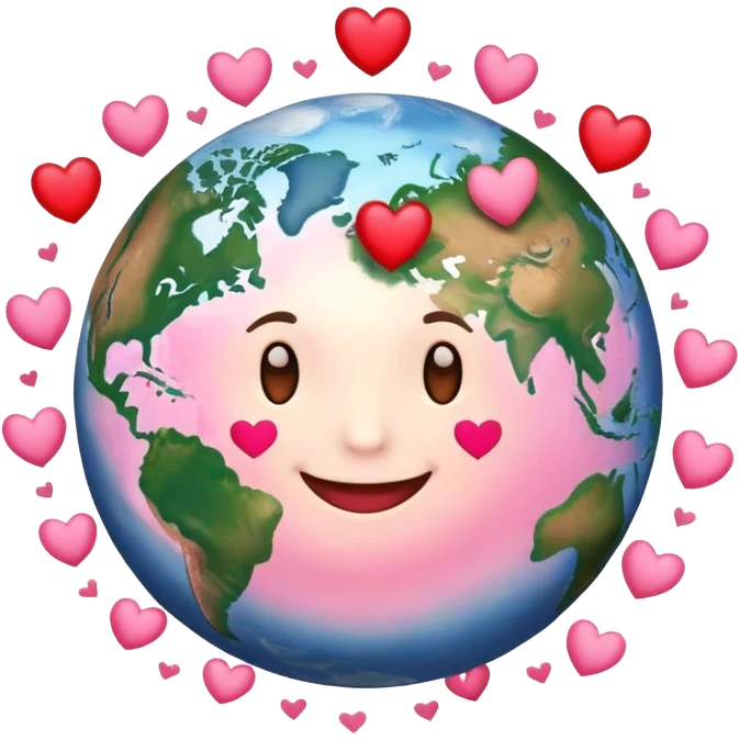 Earth with hearts around it like 🥰 emoji