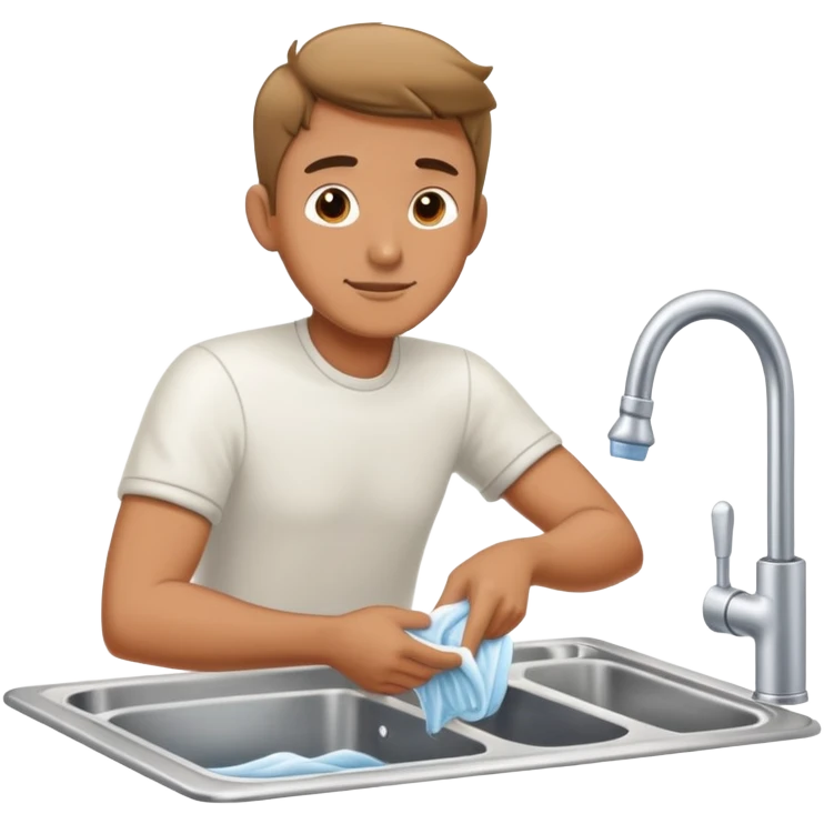 man washing dishes at kitchen sink emoji