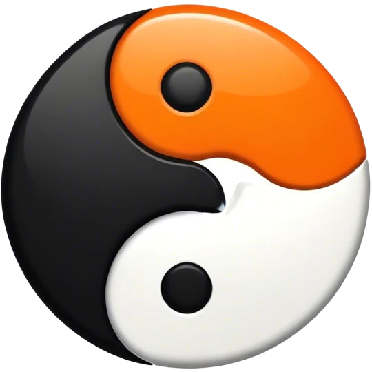 Orange and black ying yang emoji