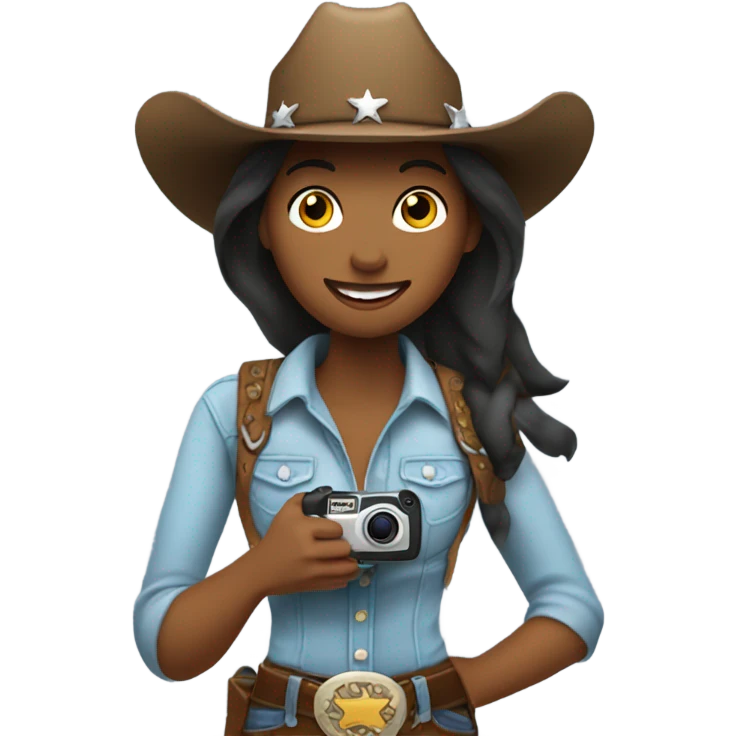 A cowgirl with a go pro emoji