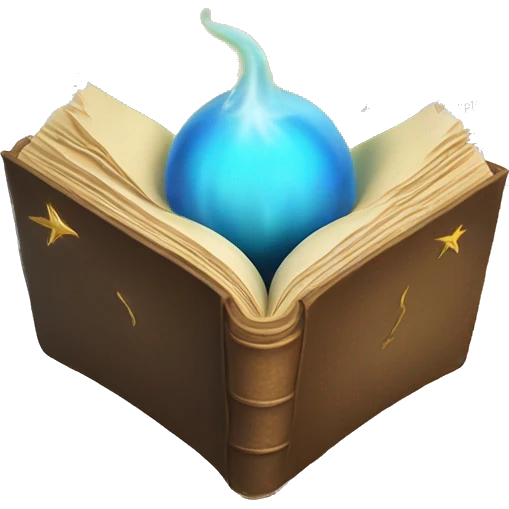 An open book with magic coming out of it emoji