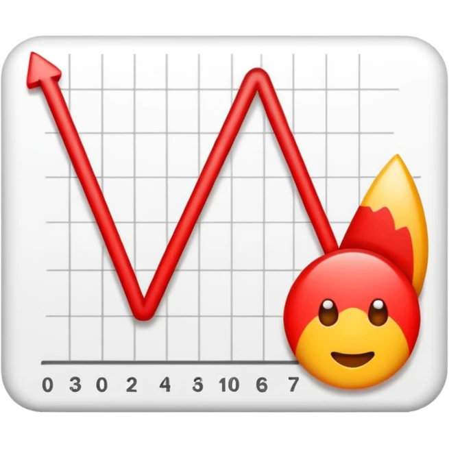 graph with line going down and the line being red emoji