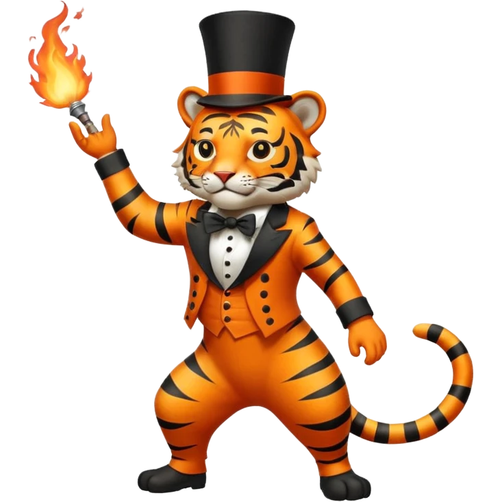 tiger  vintage-circus-performer-spitting-fire full body emoji