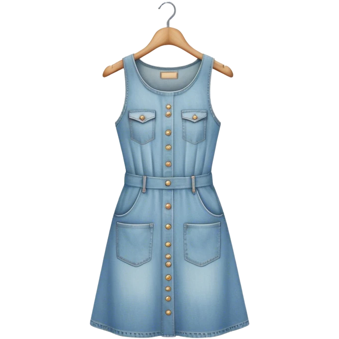 vintage light wash women's denim dress on hanger emoji