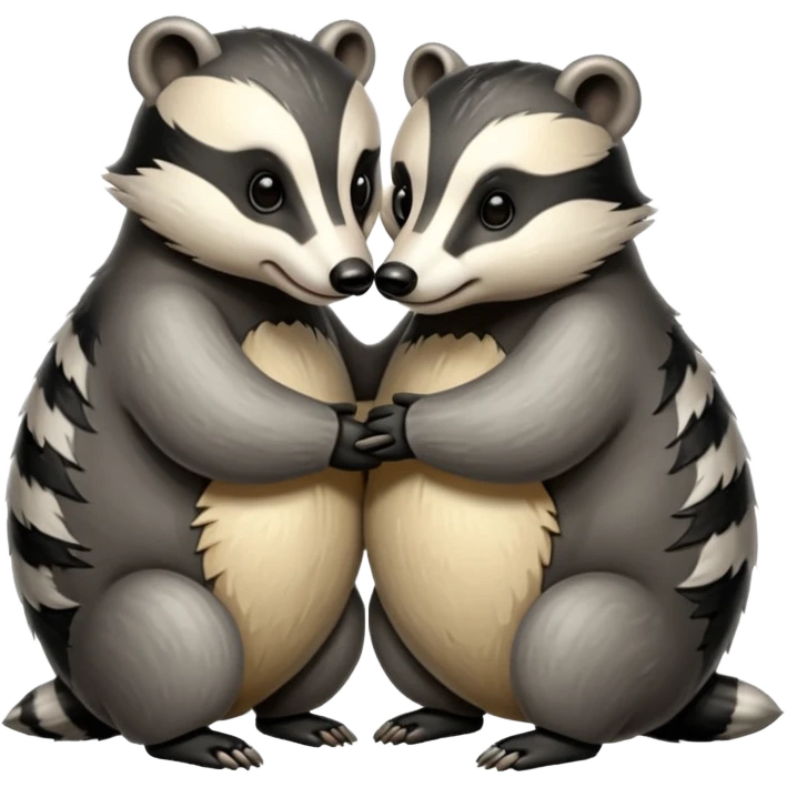 Two badgers hugging for comfort emoji