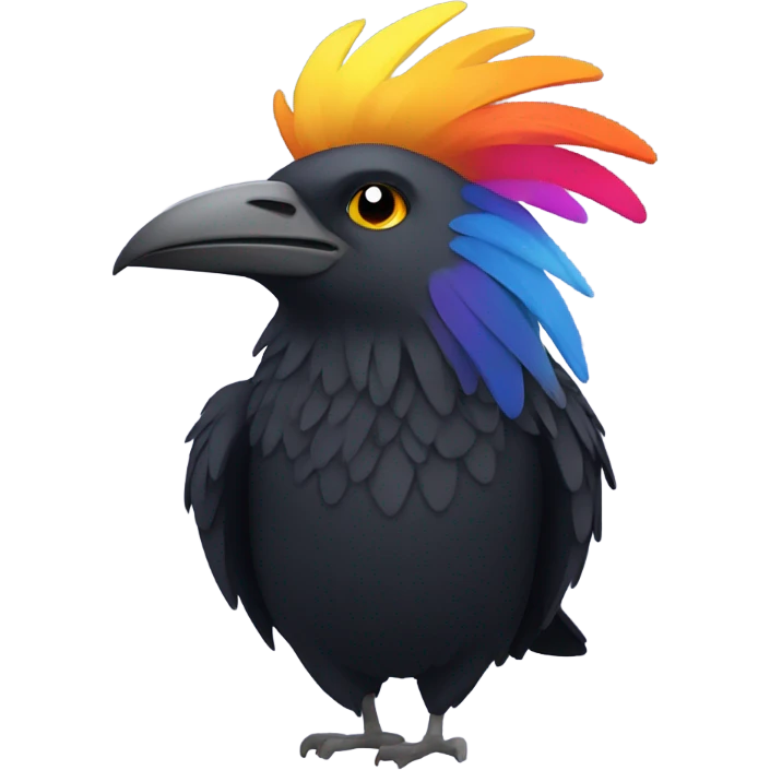mullet wig on a crow emoji