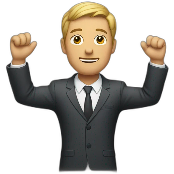 man in suit holding out his arms emoji