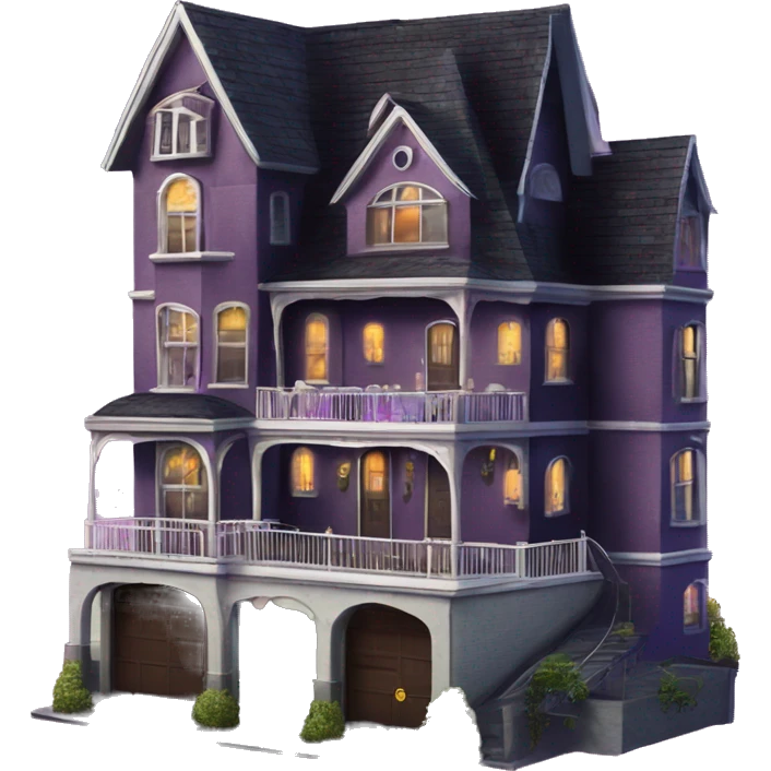 Dark dank 8 story Haunted Barbie manor hotel with attached garage  emoji