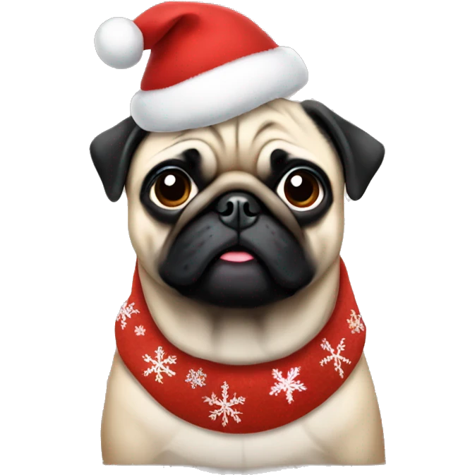 Pug wearing Christmas clothes emoji