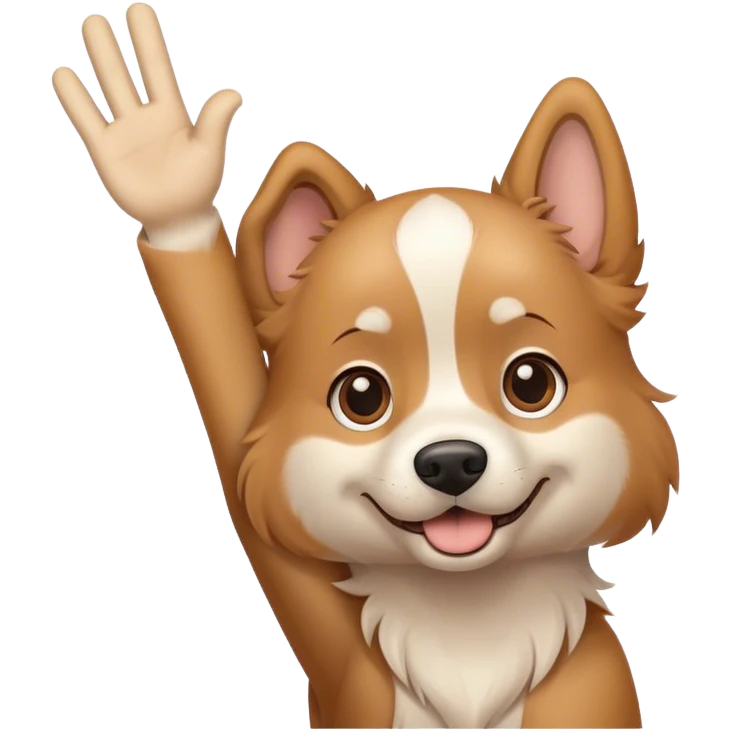 Dog with a waving hand emoji