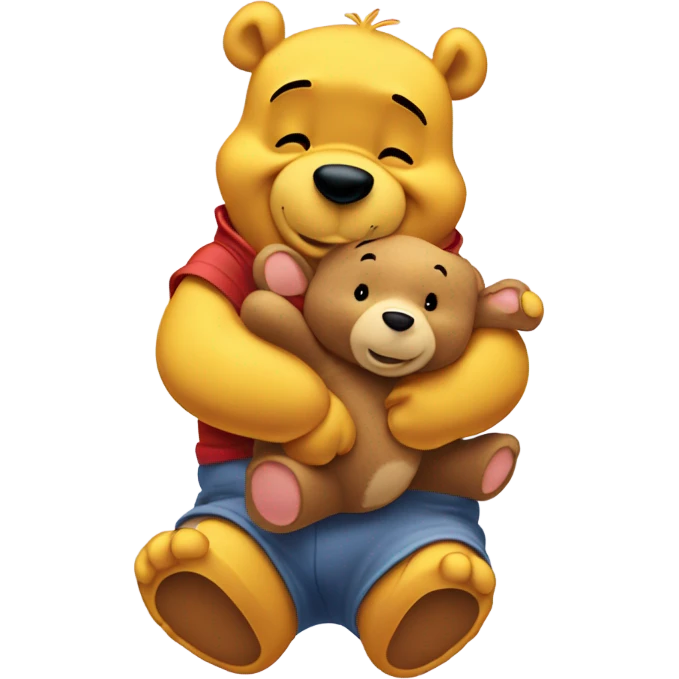 winnie the pooh hugging his teddy bear emoji