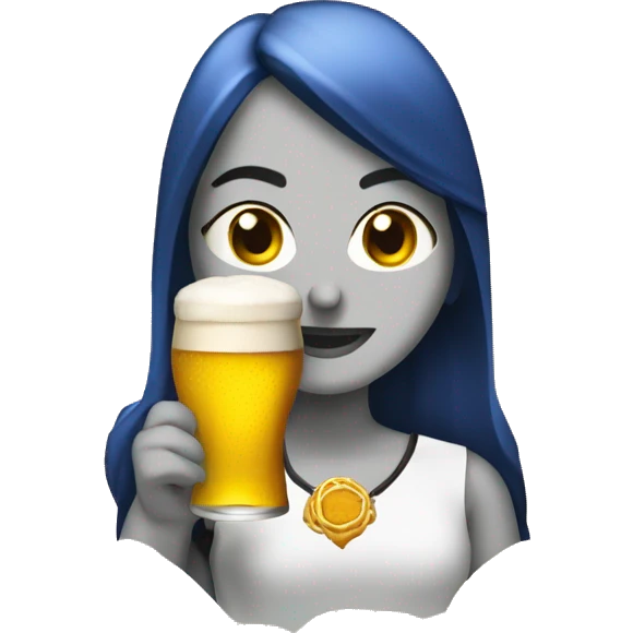 Chica pelirroja con una cerveza emoji