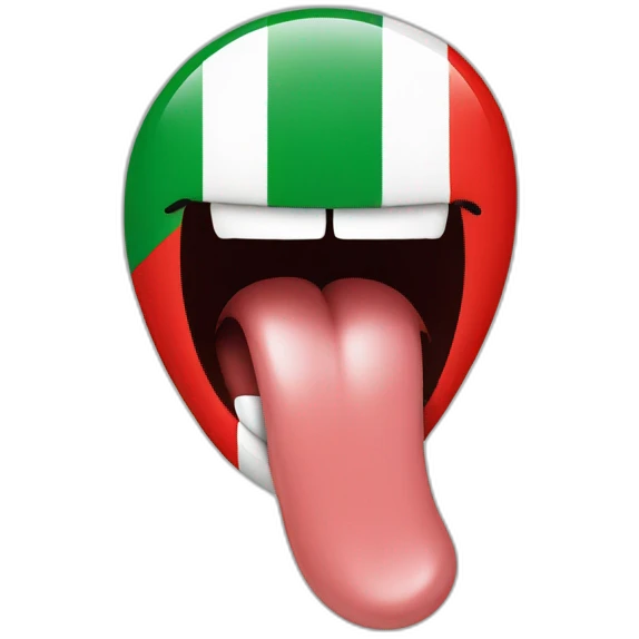 tongue out of mouth in italian flag colours emoji