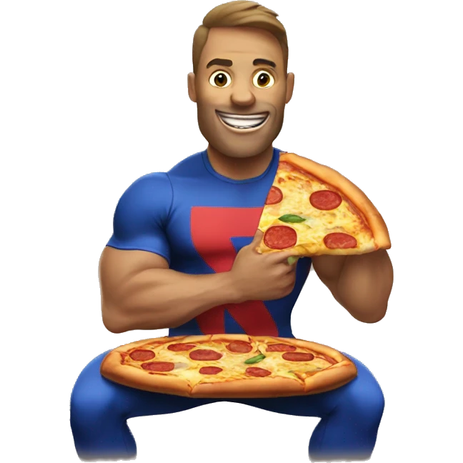 Powerlifter eating pizza emoji