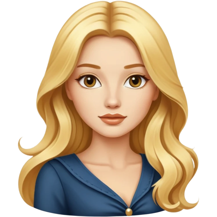 Beautiful blonde Western female fashion model with flowing golden hair, elegant features, stylish outfit emoji