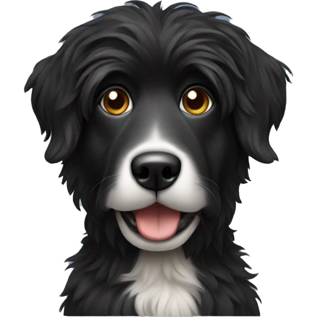 Realistic black hairy dog  emoji