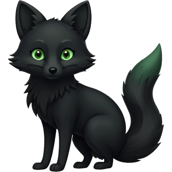 a black fox with green eyes emoji