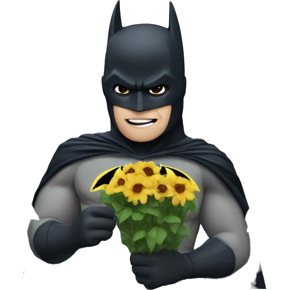 batman in a city eating flowers emoji