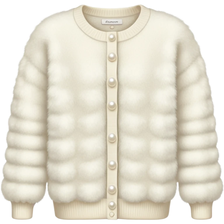 Realistic fluffy ivory sweater with pearl buttons emoji