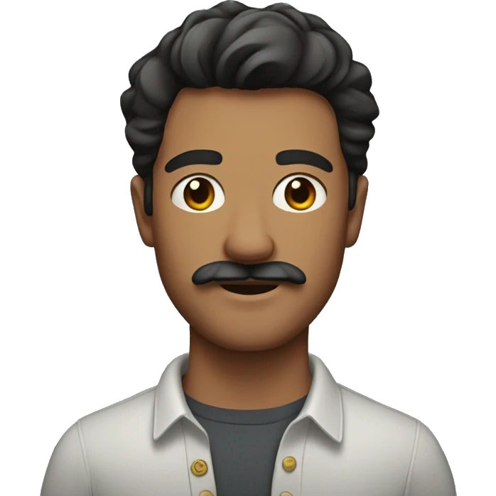 Man in his 20s with soft mulet and moustache emoji