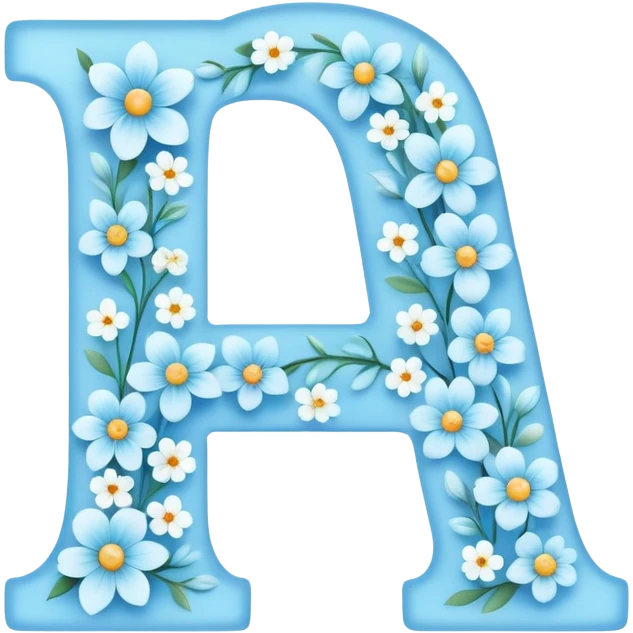 Light-blue flowery romantic alphabet letter emoji