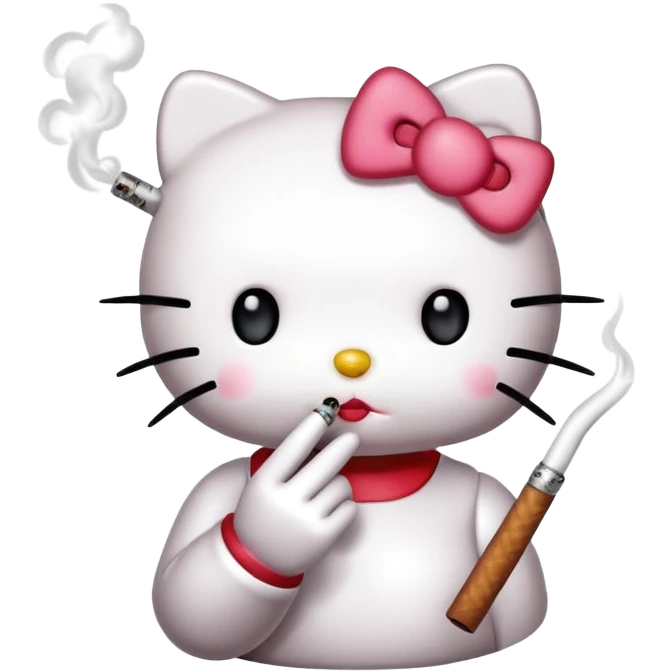 Hello kitty smoking emoji