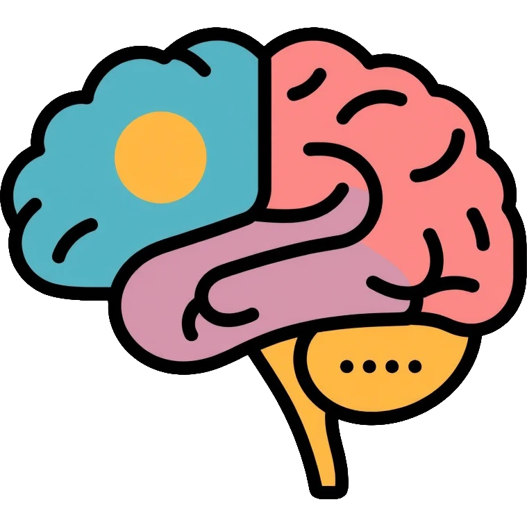 brain with psychology symbols, representing psychiatry and mental health emoji