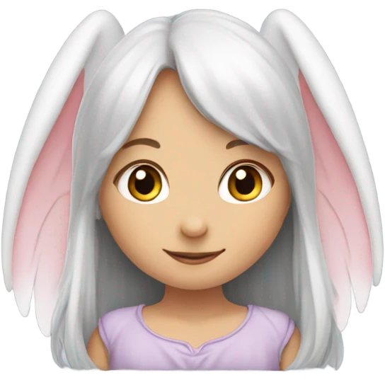 Bunny ear,fairy wings, girl, long hair, big wings emoji