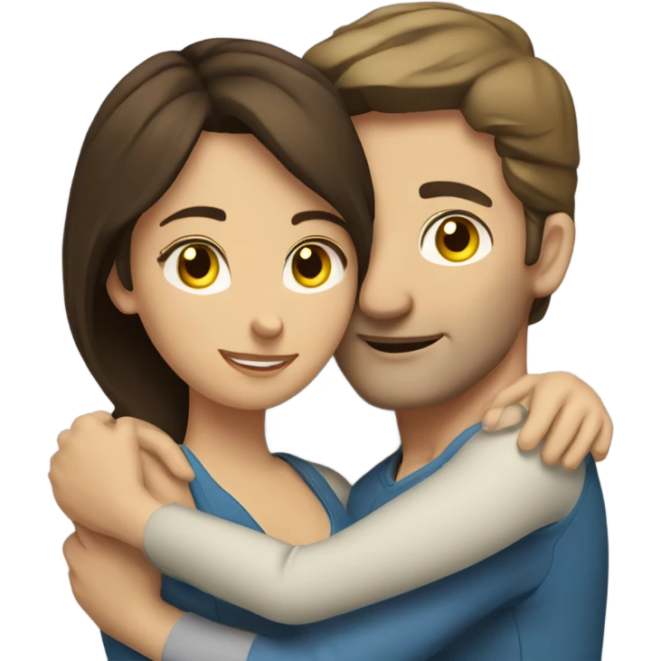 caucasian brunette couple hugging emoji