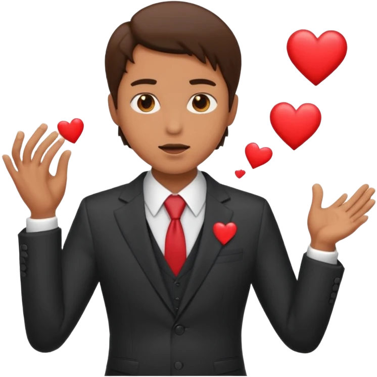 Man blowing hearts at women emoji