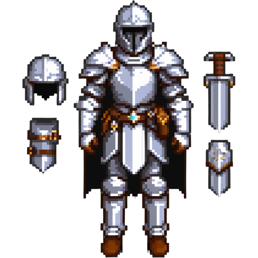 full mythril armor set, fantasy plate mail, complete set with helmet, chestplate, gauntlets, and boots emoji