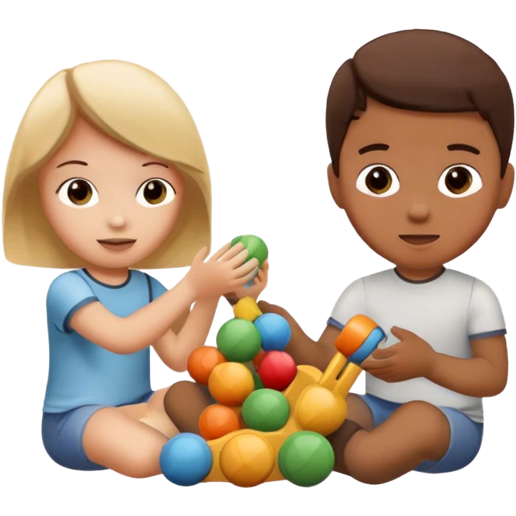 two kids playing with toys at home emoji