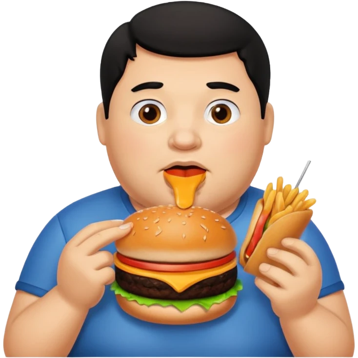 Fat guy eating food black hair emoji