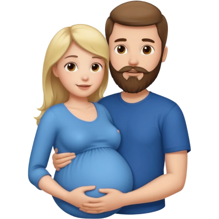 Una mujer embarazada y un hombre con barba  emoji