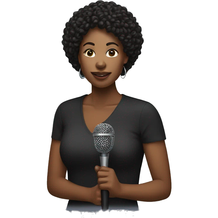 Same black woman holding a mic emoji