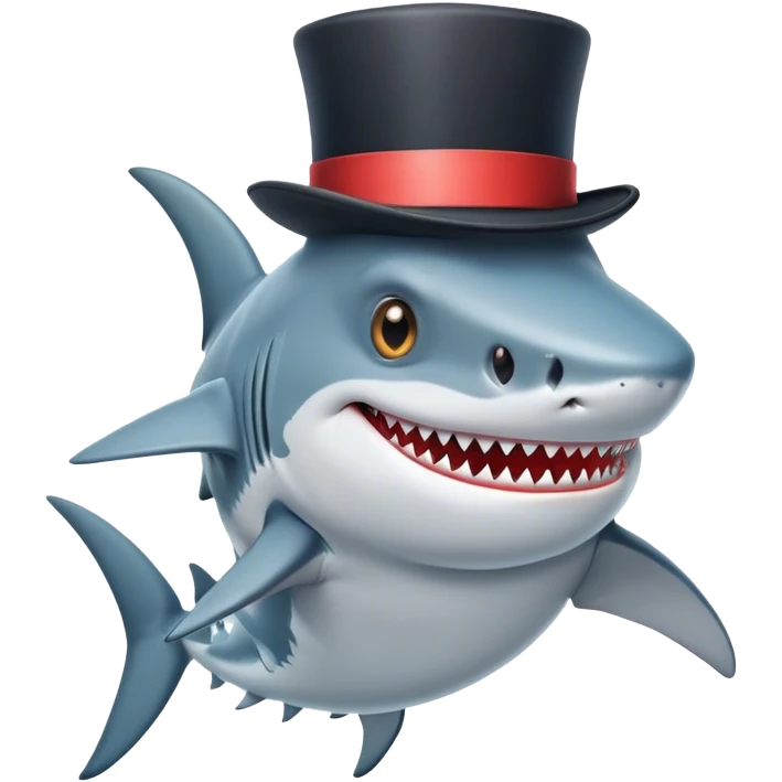 Shark with a top hat emoji