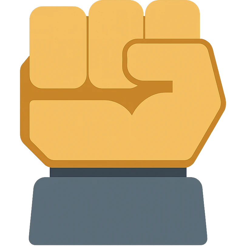 Make the robot fist more blocky and heavy looking, color icon style, clean and simple design, transparent background. emoji