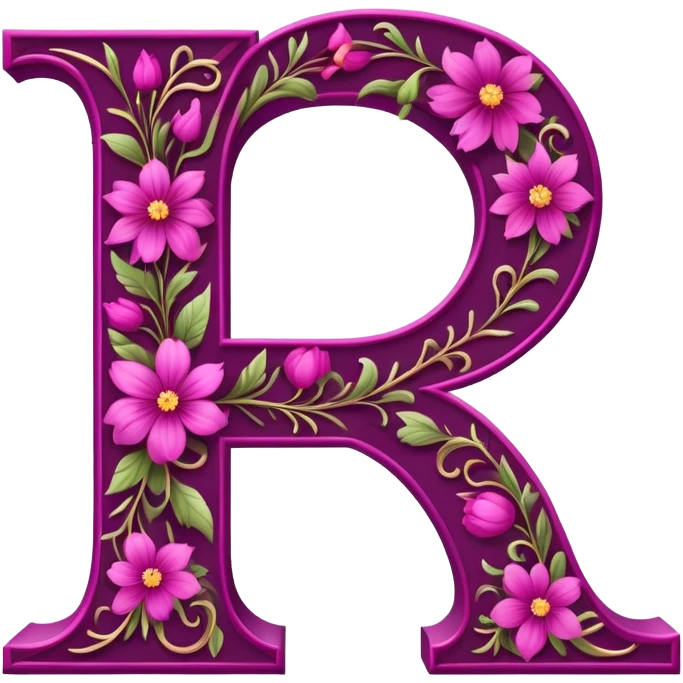 Magenta flowery romantic alphabet letter emoji