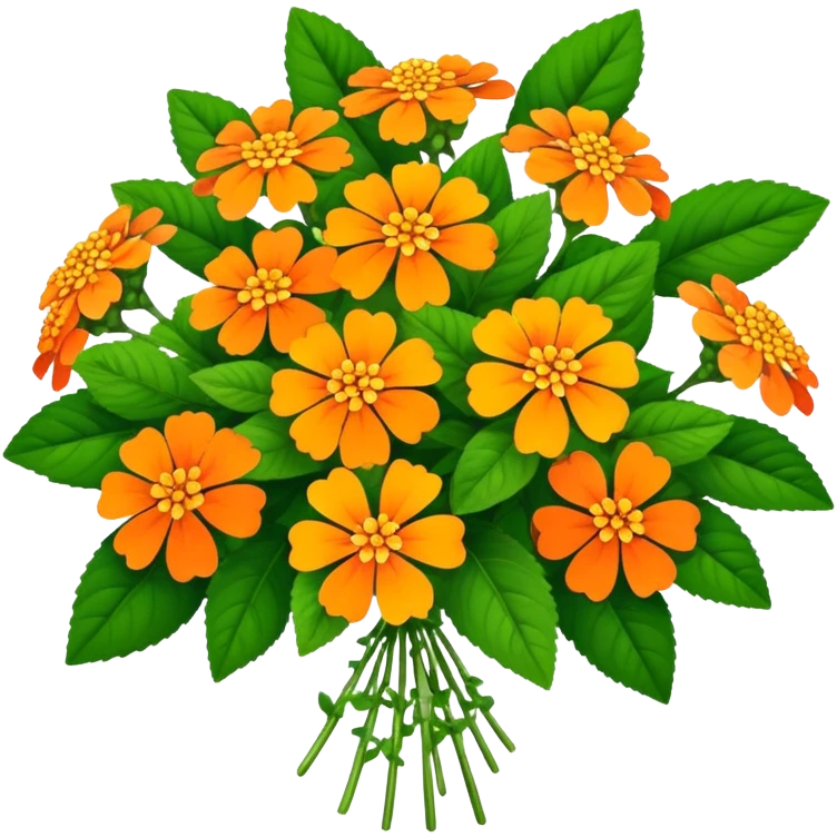 big bouquet Lantana flower, stem, leaf emoji