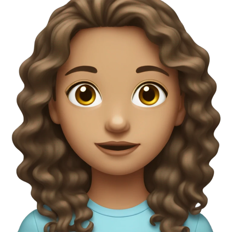 Young model brunet wavy hair emoji