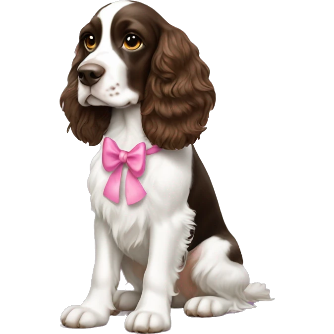 English springer spaniel with pink bow emoji